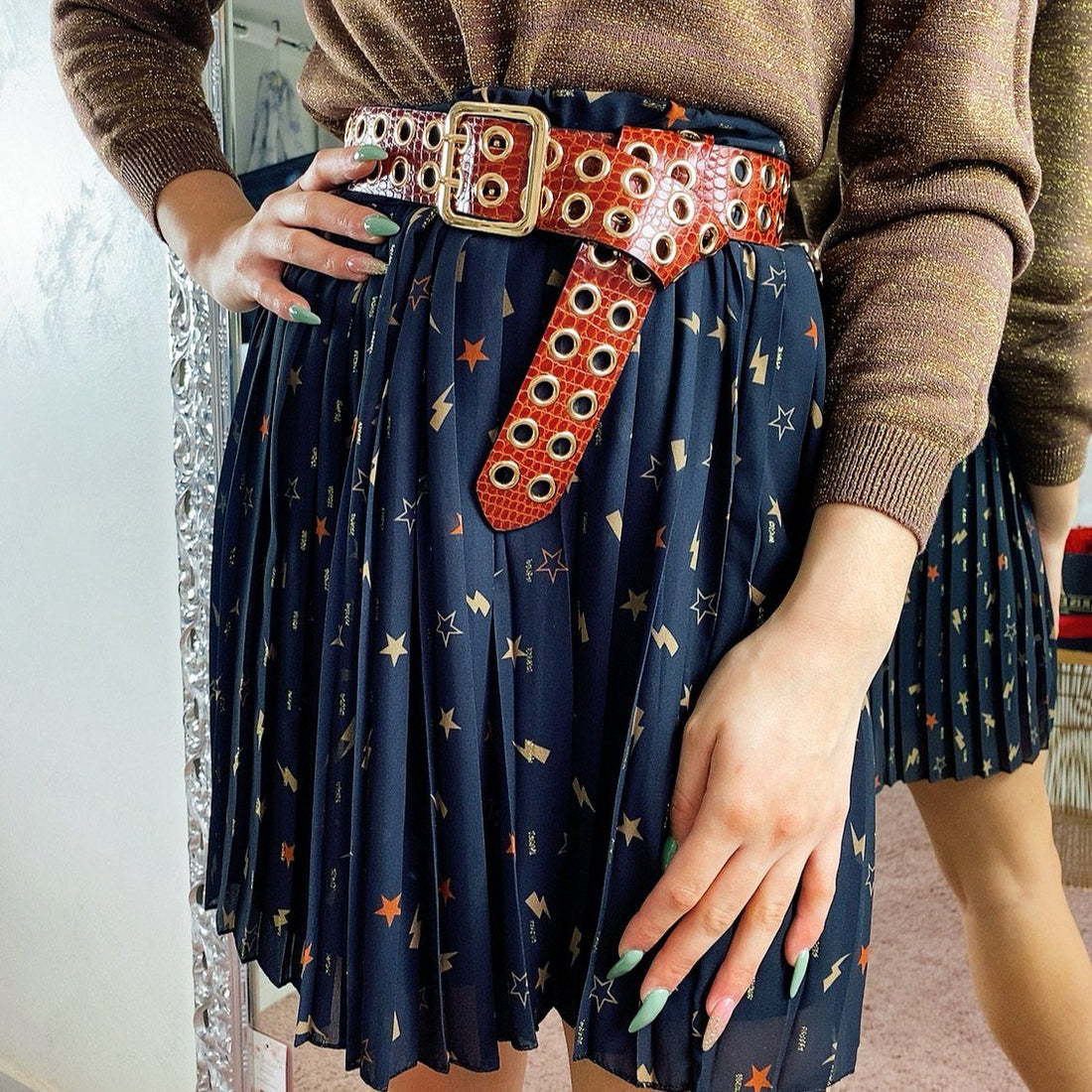 Gonna a pieghine con fulmini - R.a. Boutique 