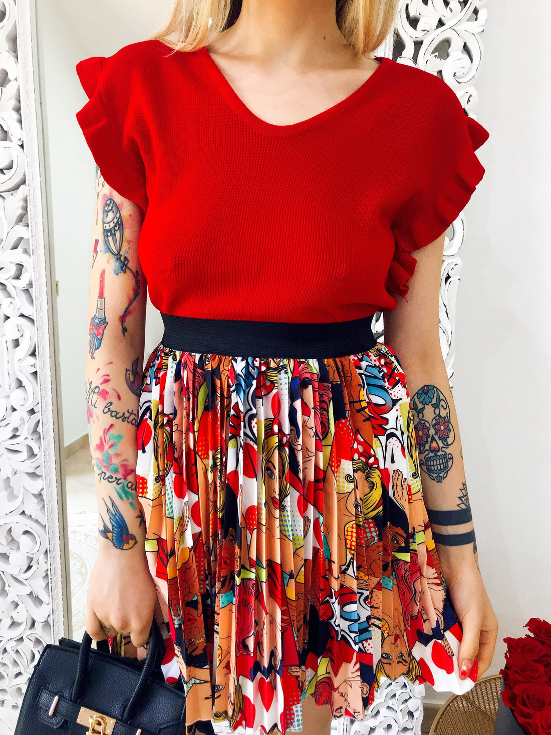 Gonna a pieghine corta cartoon - R.a. Boutique 