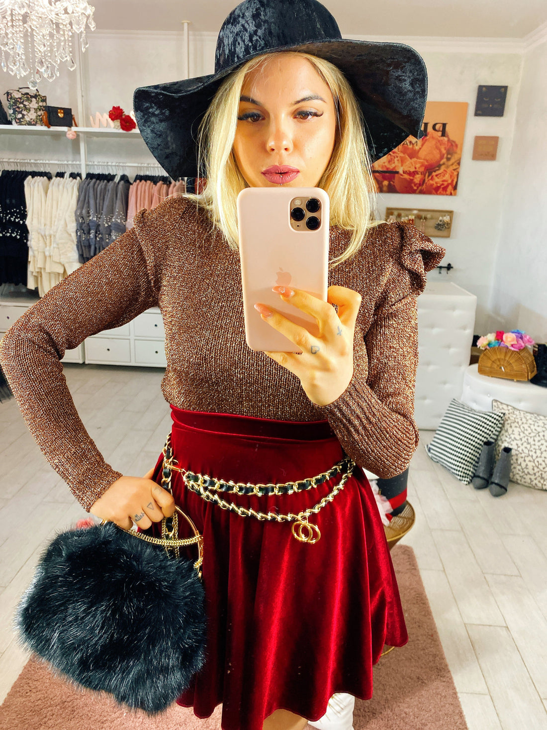 Gonna a ruota in velluto - R.a. Boutique 