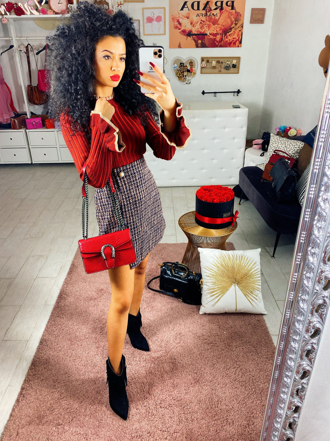 Gonna con bottoncino in perla blu - R.a. Boutique 