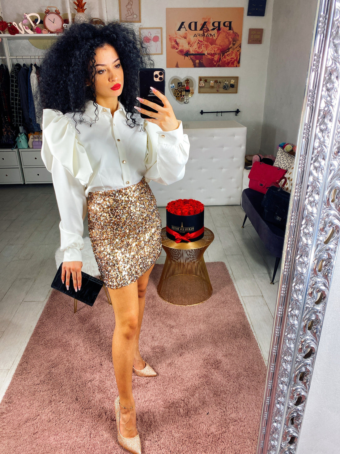 Gonna con paillettes gold - R.a. Boutique 