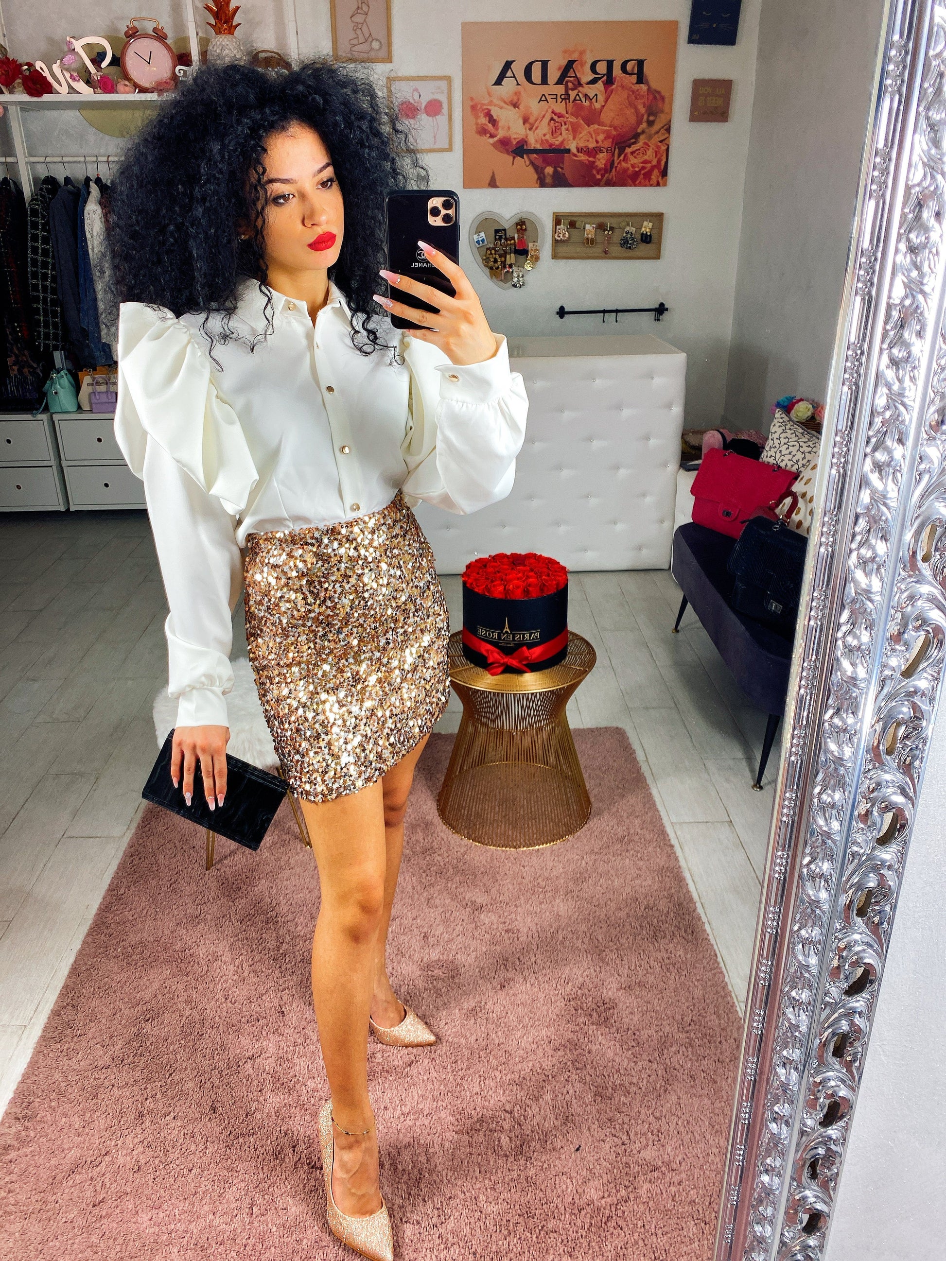 Gonna con paillettes gold - R.a. Boutique 