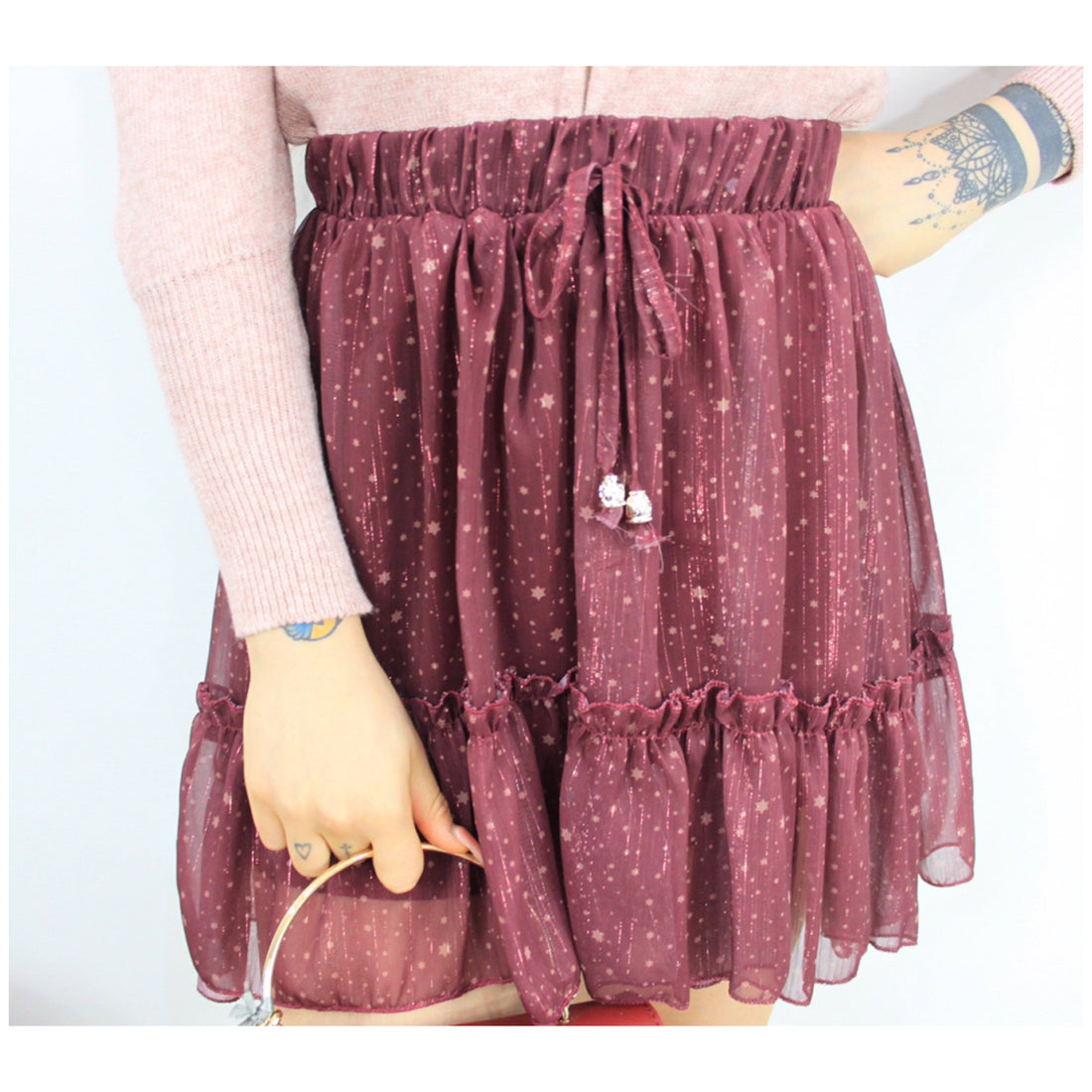 Gonna con stelline bordeaux - R.a. Boutique 