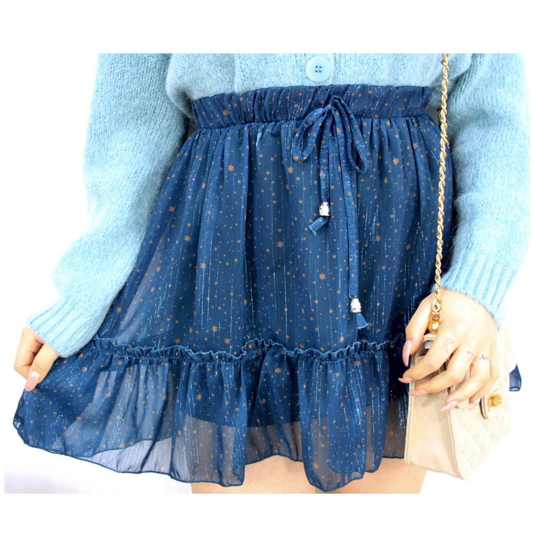 Gonna con stelline petrolio - R.a. Boutique 