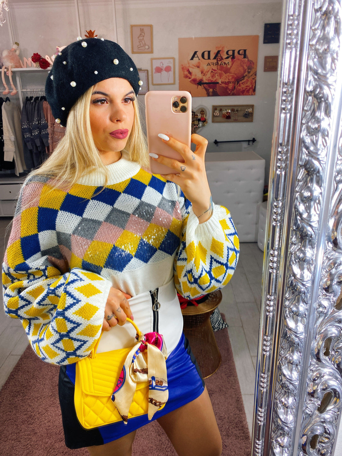 Gonna in ecopelle blu - R.a. Boutique 