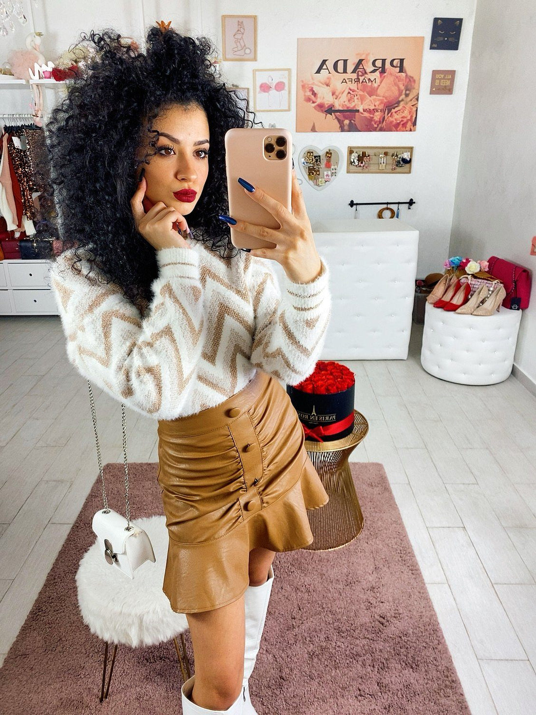 Gonna in ecopelle con bottoni - R.a. Boutique 