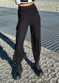 Pantalone di lana ampio nero - R.a. Boutique 