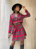 Completo giacca corta e gonna scozzese rosso - R.a. Boutique 