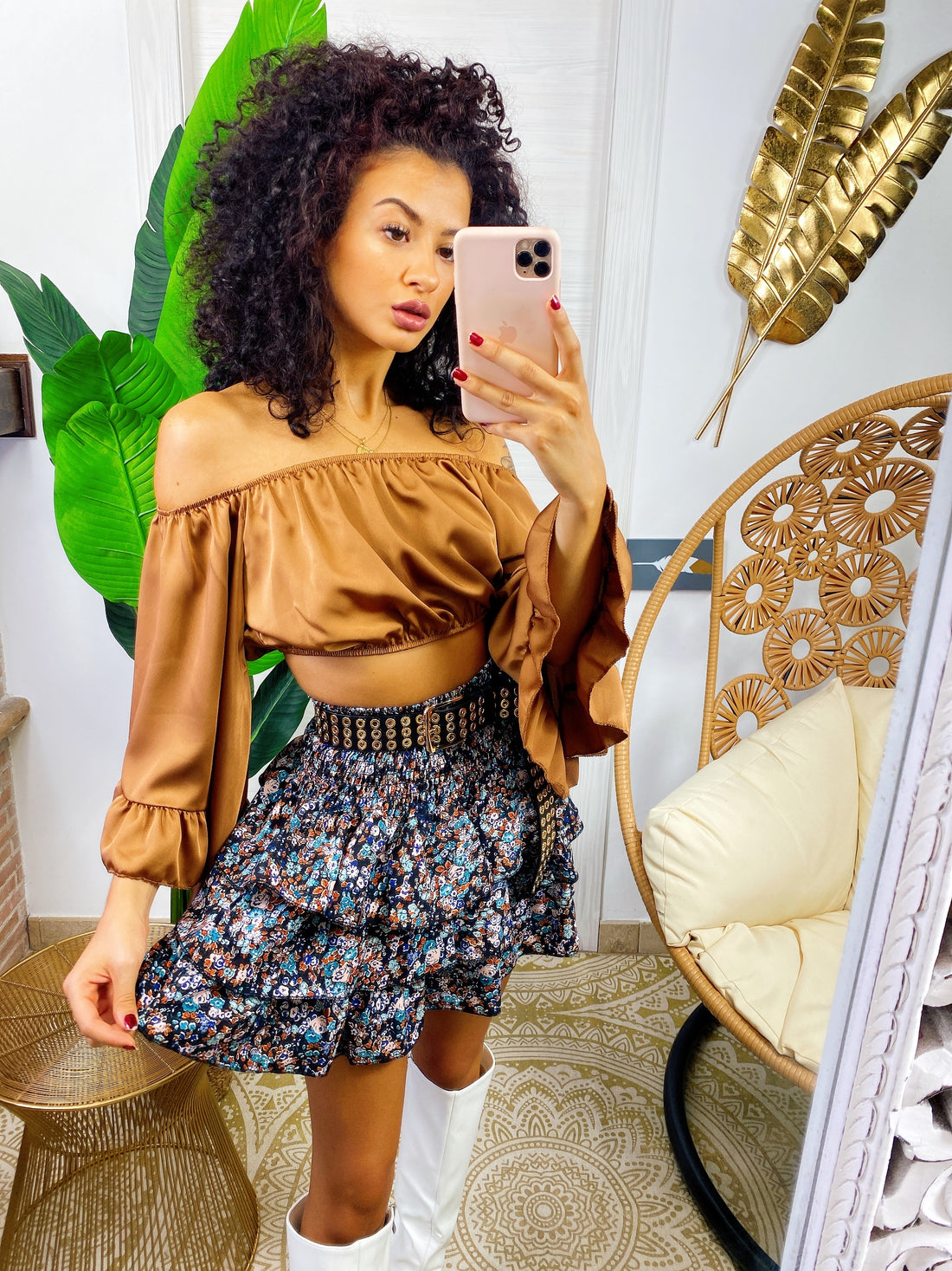 Top in raso manica lunga terra - R.a. Boutique 