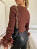 Maglia crop con piume Choco - R.a. Boutique 