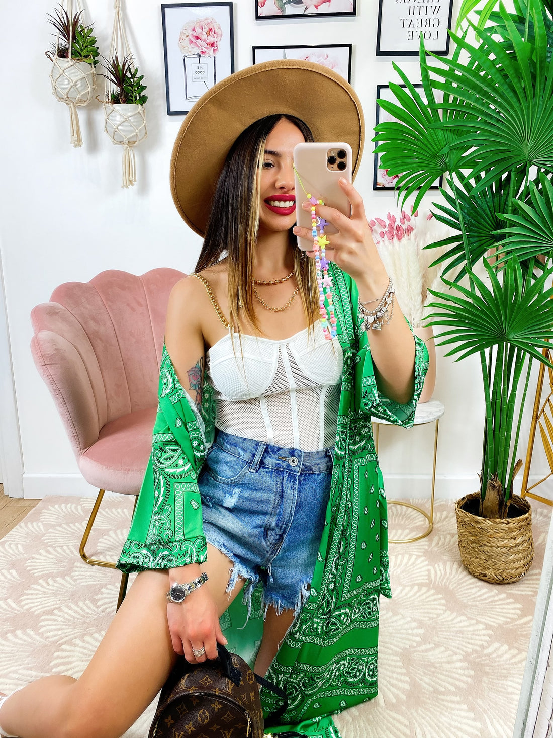 Kimono stampa bandana Verde - R.a. Boutique 