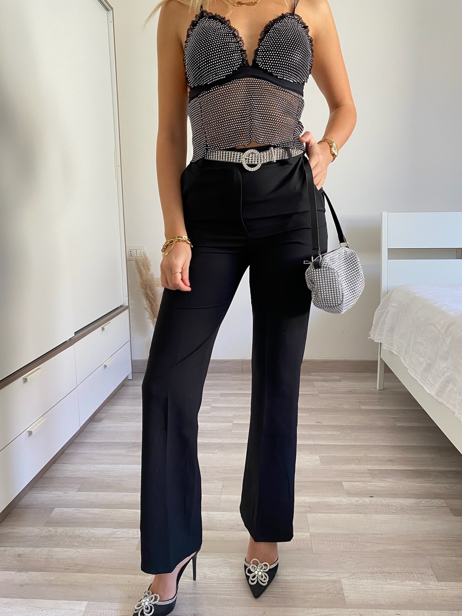Outfit Pantaloni Paiette Completo Giacca E Pantalone Frange