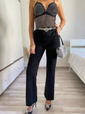 Completo giacca e pantalone frange paillettes nero - R.a. Boutique 