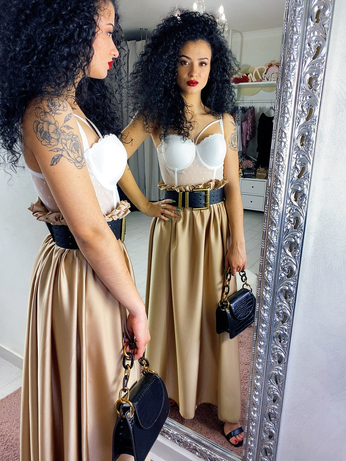 Maxi gonna in raso - R.a. Boutique 