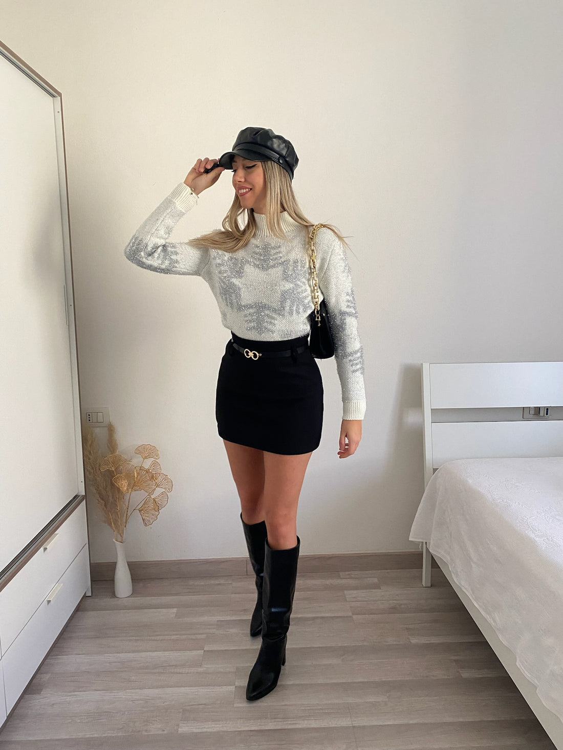 Gonna in tweed nera - R.a. Boutique 