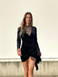 Abito nero con fusciacca e strass - R.a. Boutique 