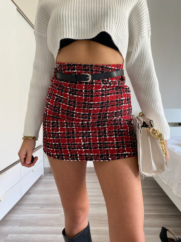 Gonna in tweed rossa - R.a. Boutique 