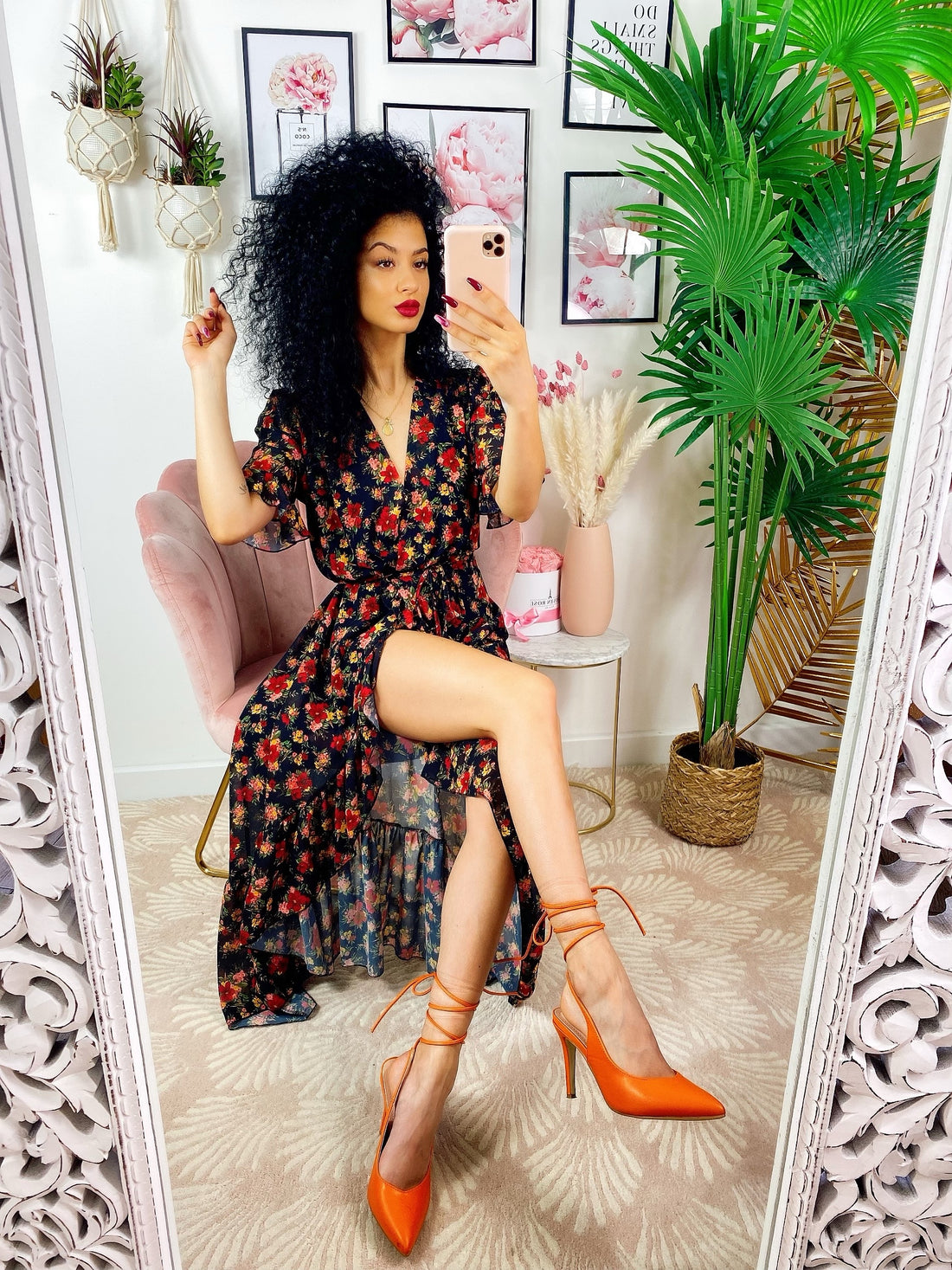 Abito a portafoglio fiori rossi - R.a. Boutique 