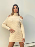 Maxi maglia a collo alto beige - R.a. Boutique 