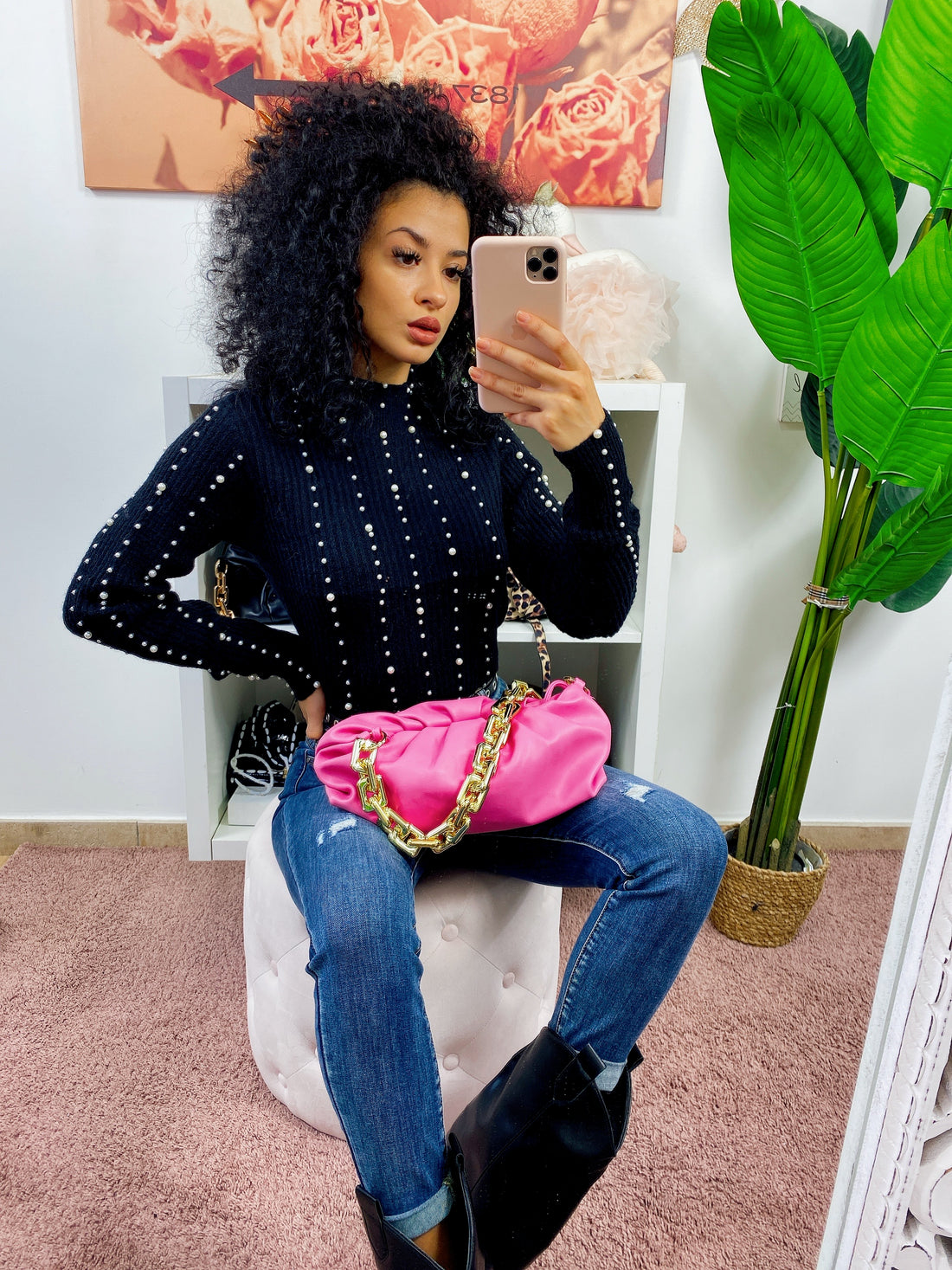 Maglione ricamato con perle - R.a. Boutique 