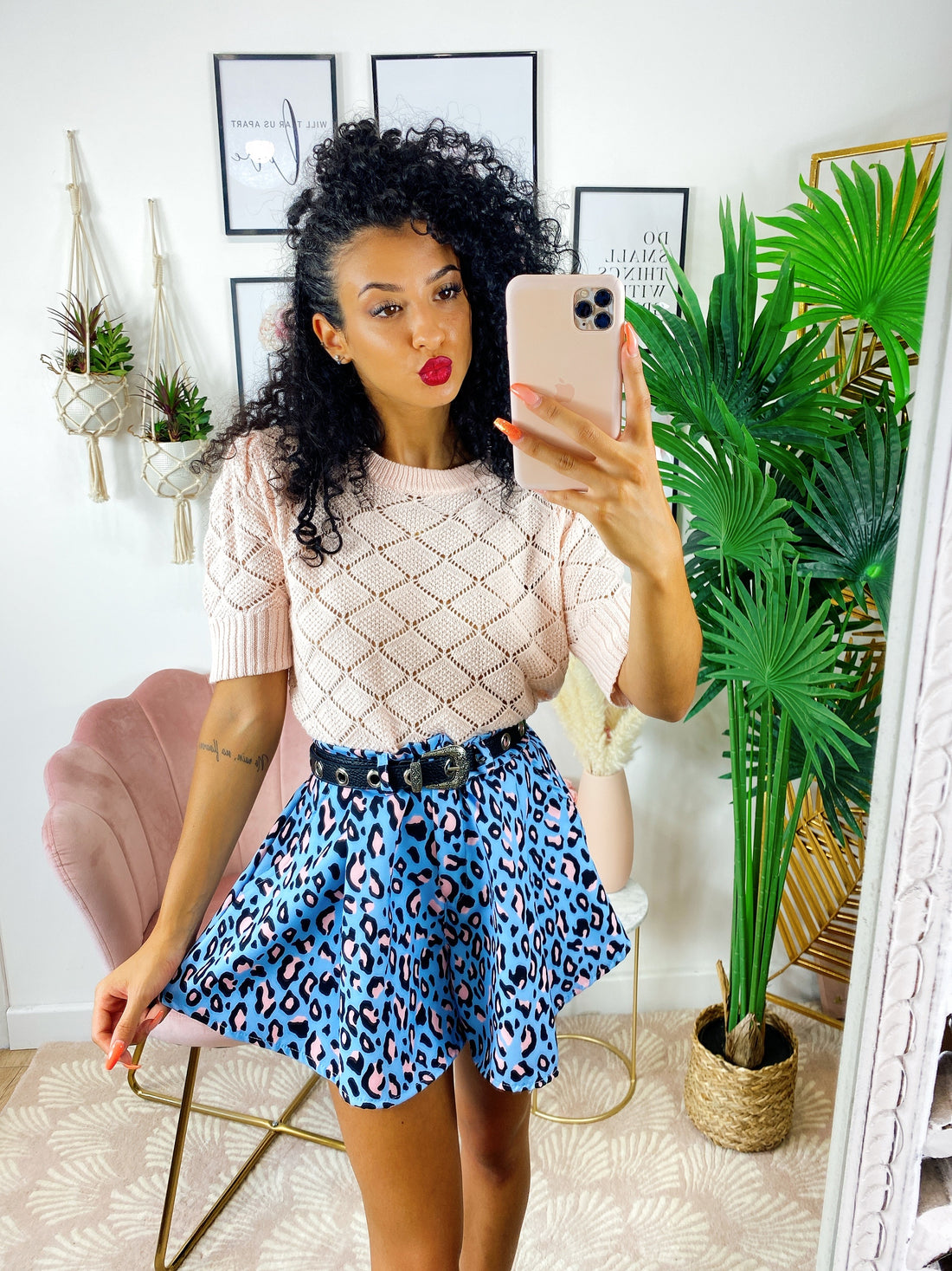 Short maculato Carta da zucchero dettagli Rosa - R.a. Boutique 