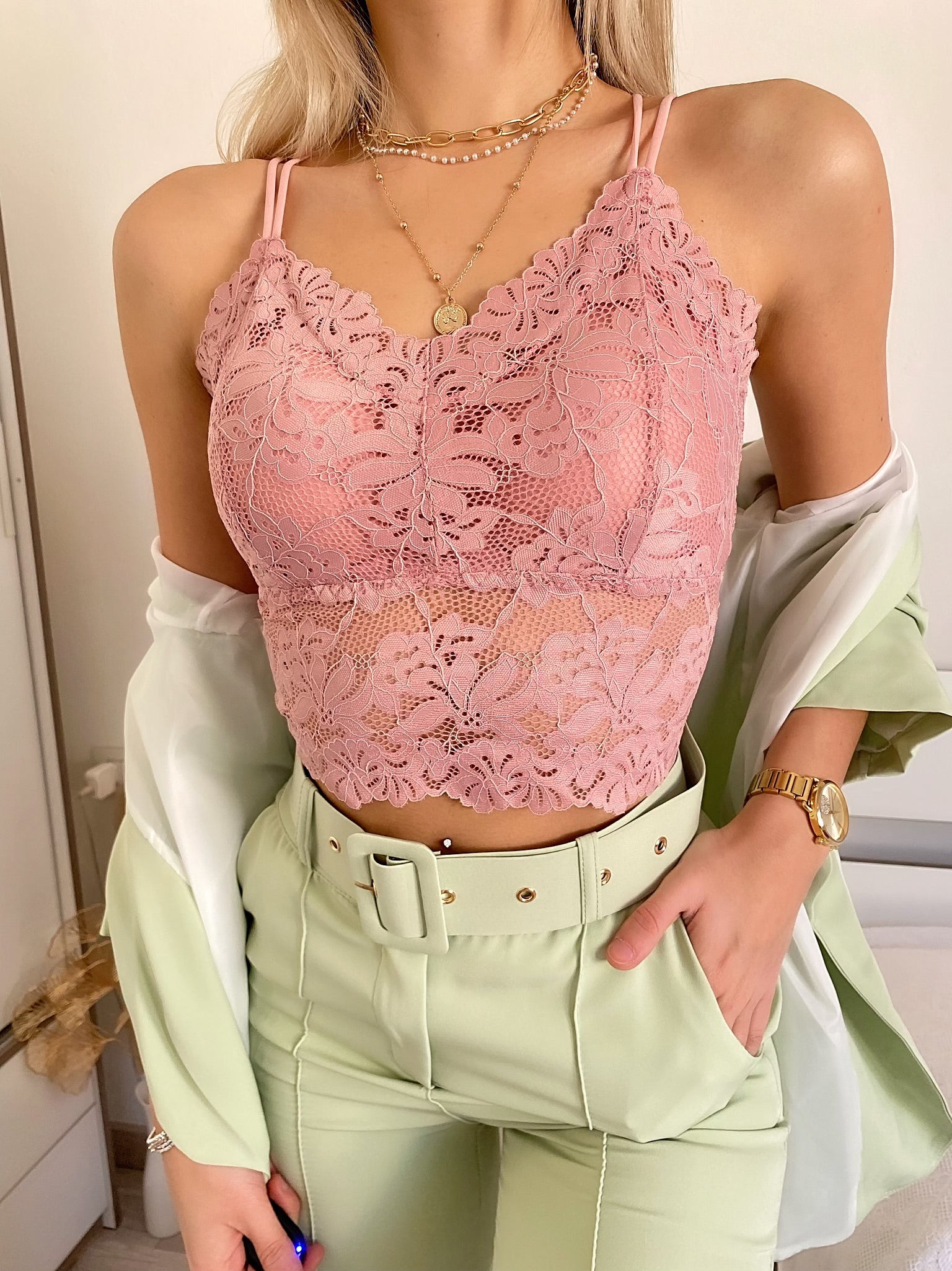 Bralette in pizzo rosa - R.a. Boutique 