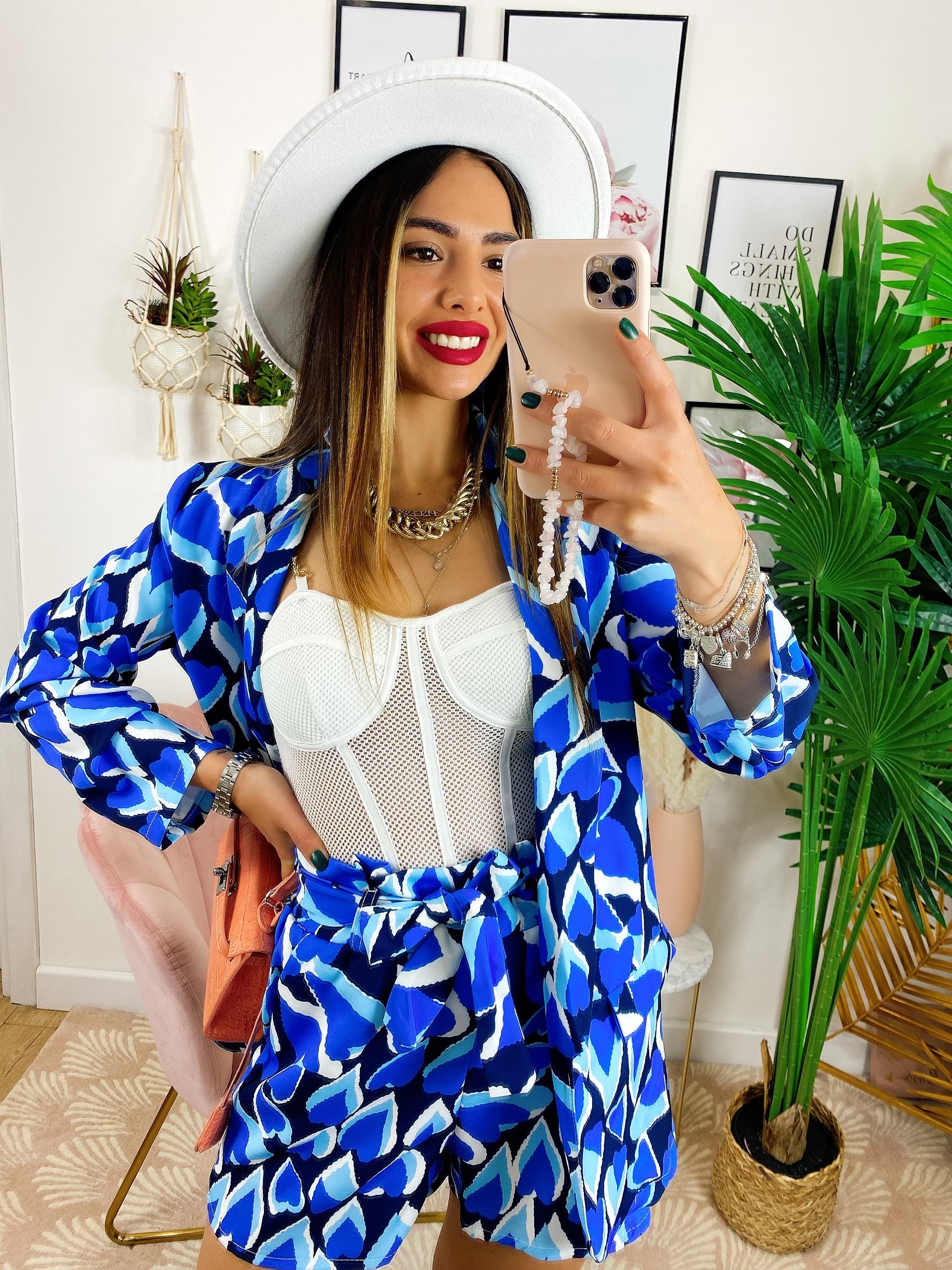 Completo giacca e pantalone cuori blu - R.a. Boutique 