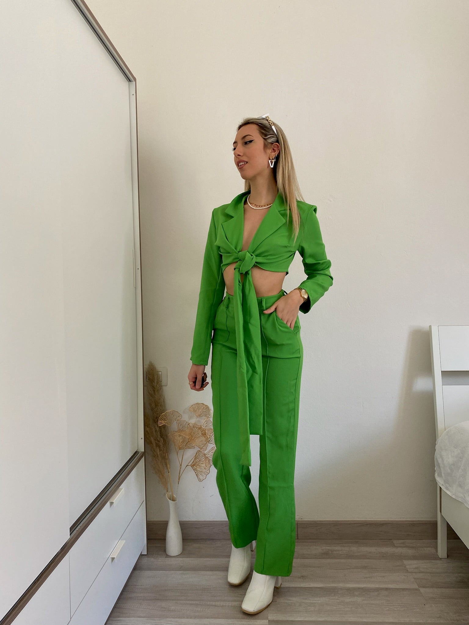 Completo top e pantalone verde - R.a. Boutique 