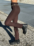 Pantalone con spacchetto marrone - R.a. Boutique 