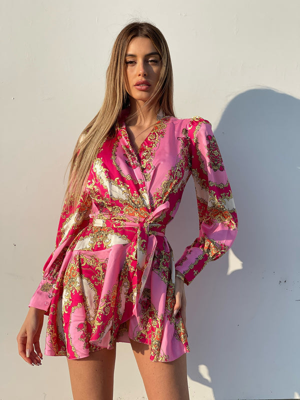 Ethno-Kleid in Fuchsia und Pink