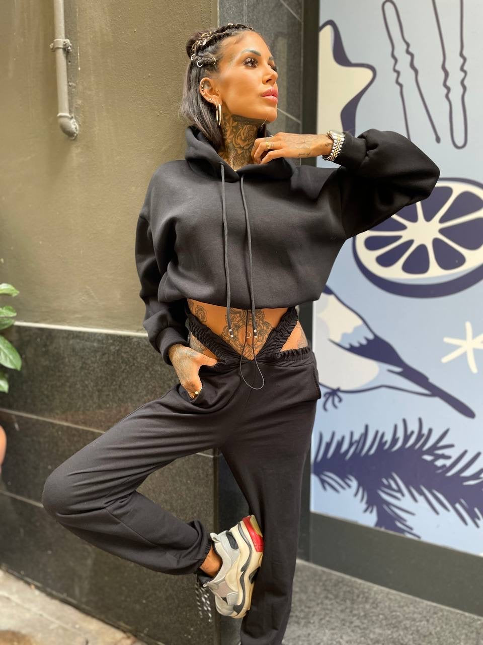 Felpa con elastico nera - R.a. Boutique 