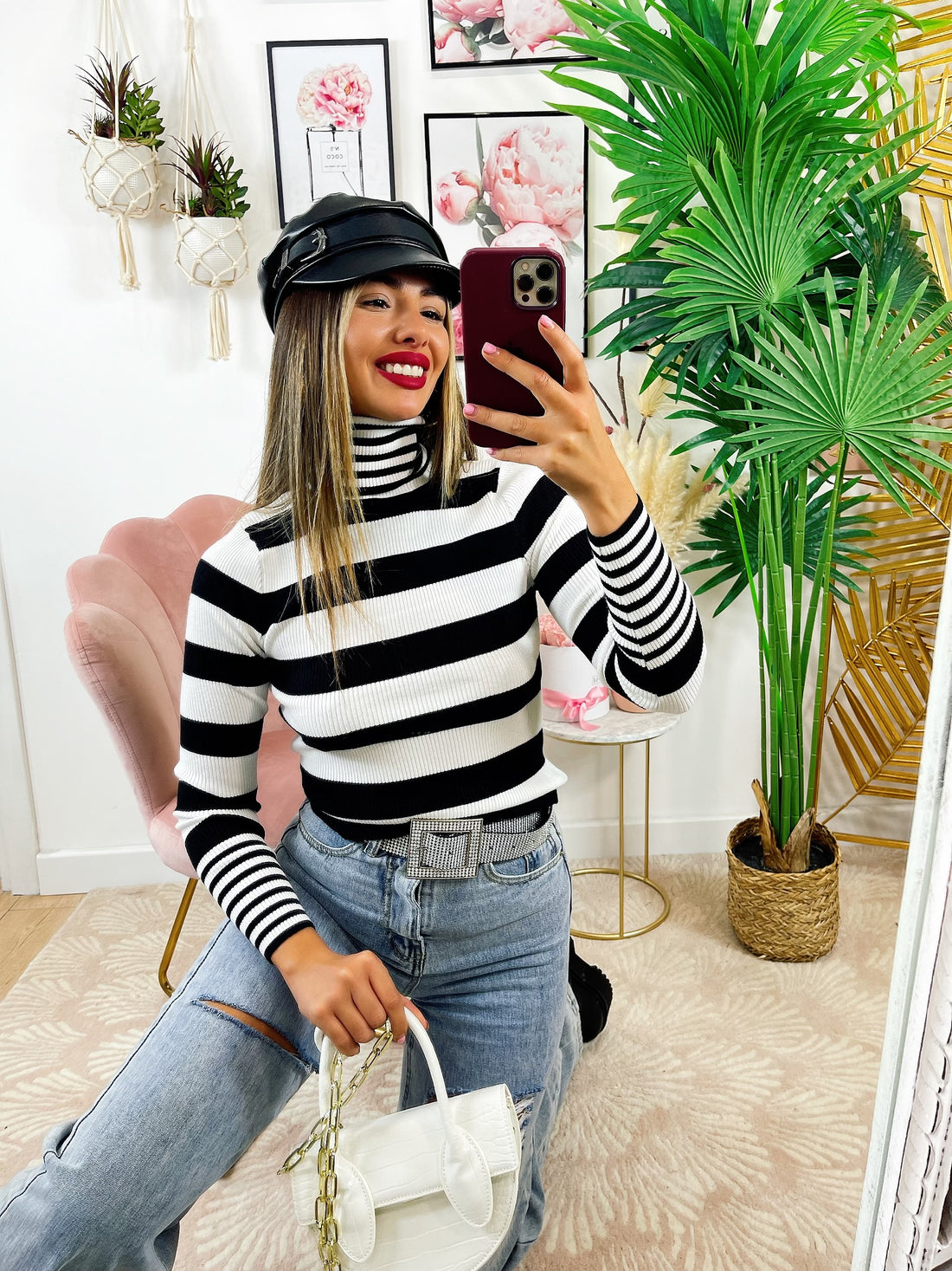 Maglioncino a righe collo alto - R.a. Boutique 