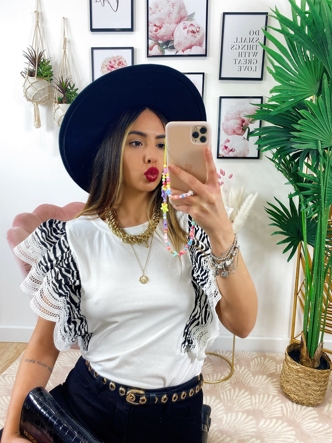 T-Shirt con voilant zebrata - R.a. Boutique 