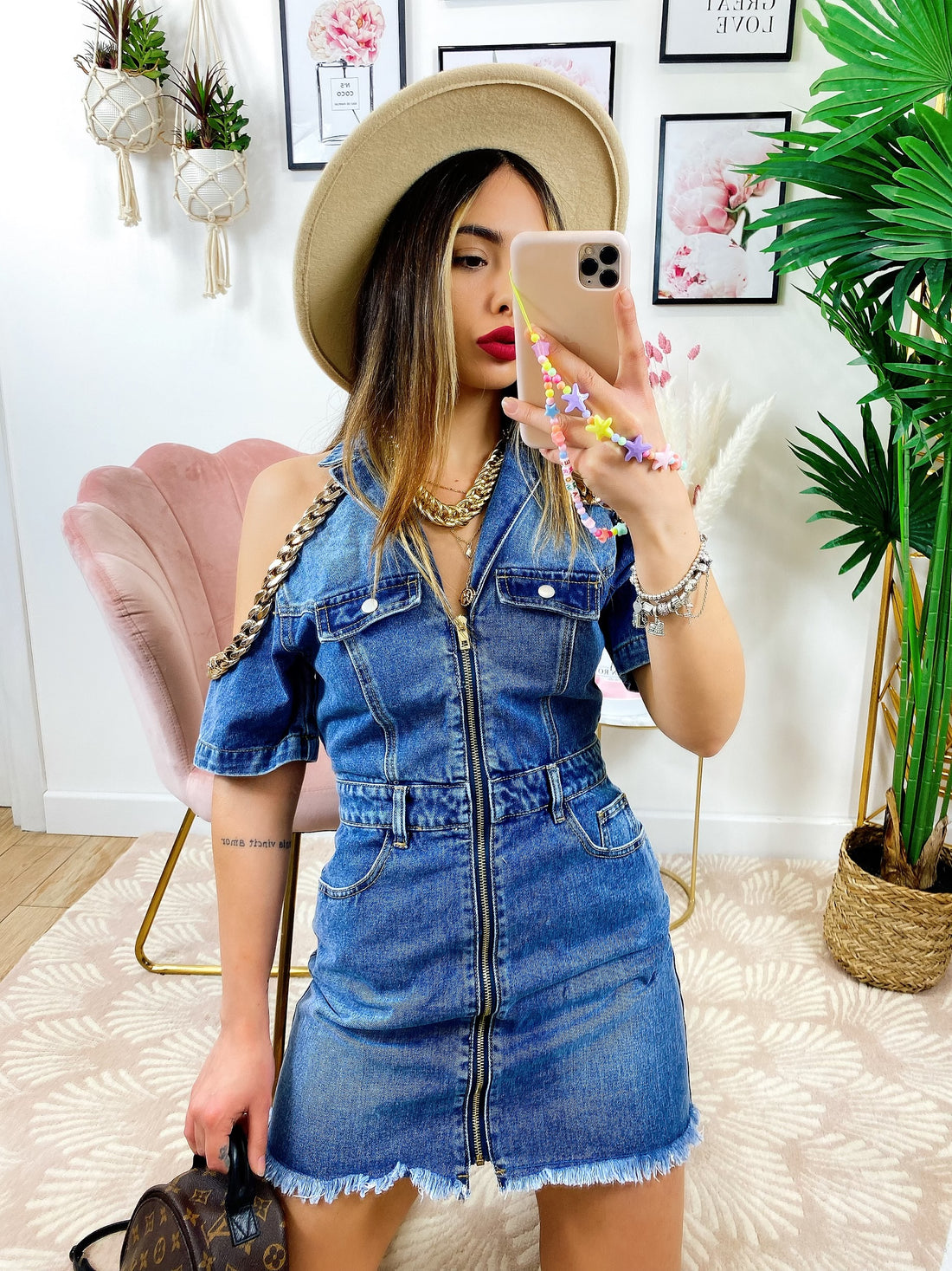 Abito di jeans con catena - R.a. Boutique 