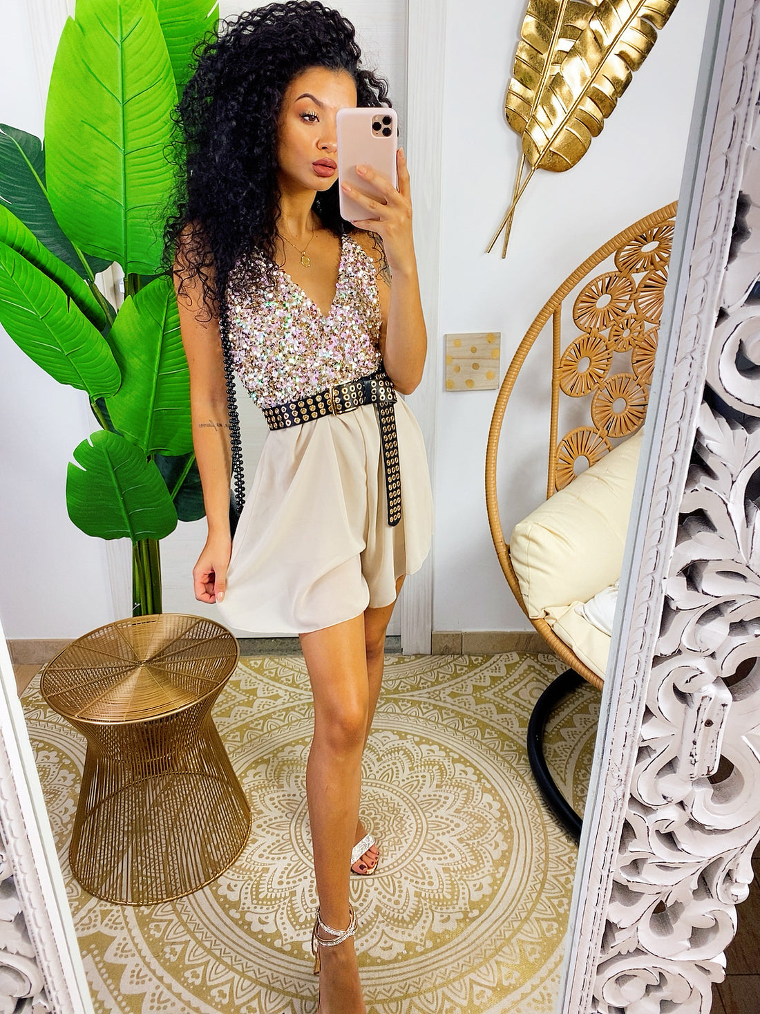 Tutina con paillettes beige - R.a. Boutique 