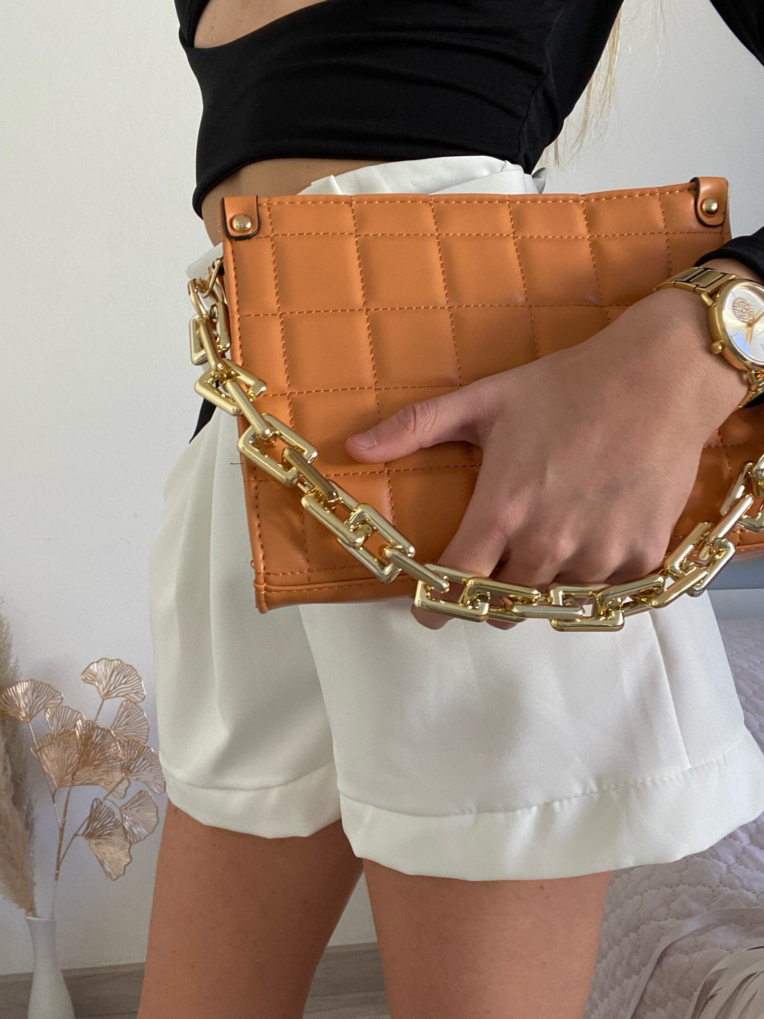 Pochette a quadri orange - R.a. Boutique 