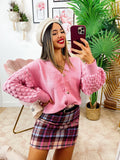 Maglione con onde e bottoni gioiello Rosa - R.a. Boutique 