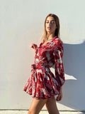 Abito con gonna a ruota rosso e rosa - R.a. Boutique 