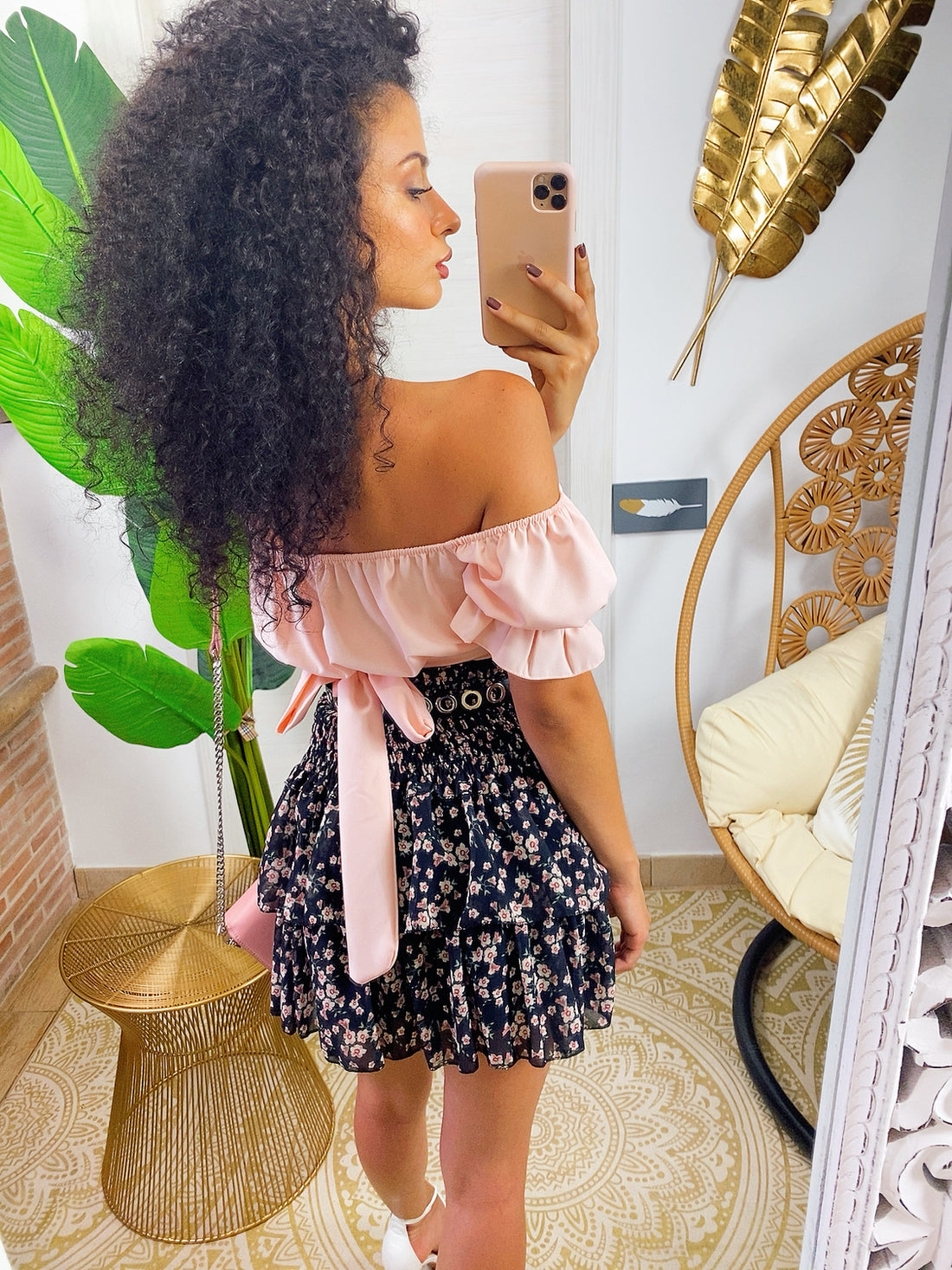 Top incrociato rosa a manica corta - R.a. Boutique 