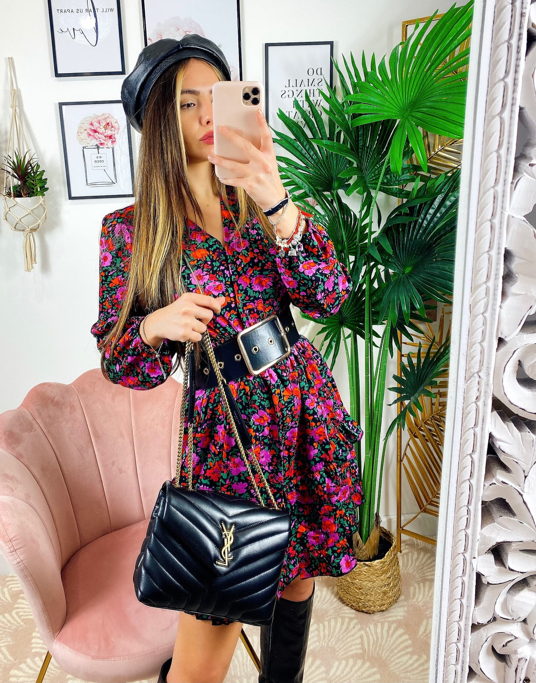 Abito a balze Con fiori Fuxia - R.a. Boutique 