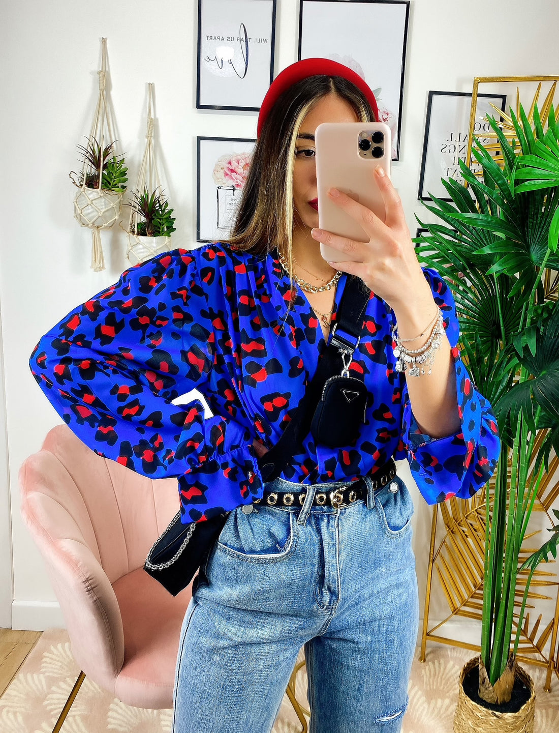 Body maculato blu dettagli Rossi - R.a. Boutique 