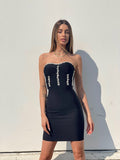 Abito bustier nero con strass - R.a. Boutique 