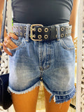 Short jeans con strappini asimmetrico - R.a. Boutique 