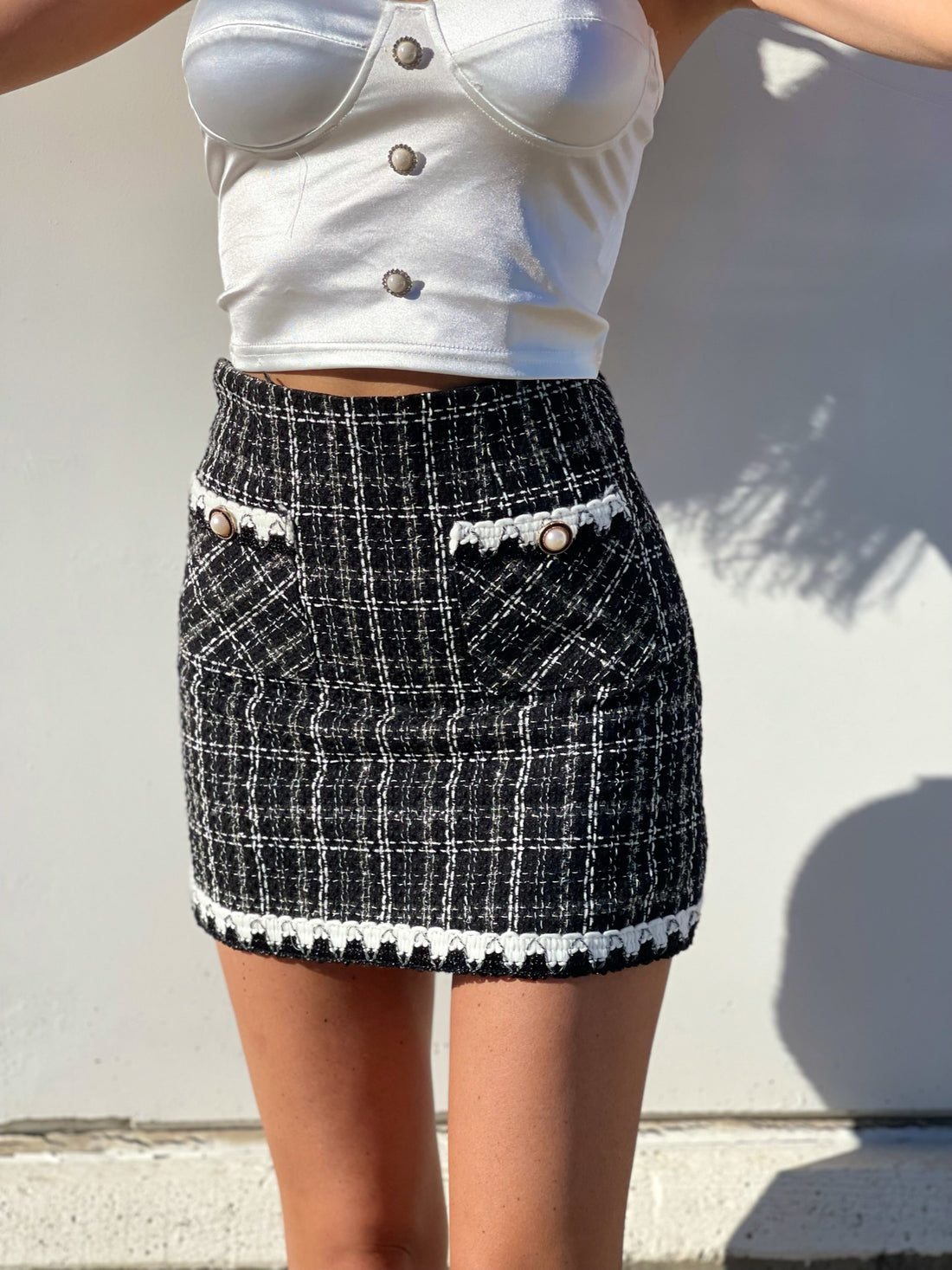 Gonna in tweed nera - R.a. Boutique 