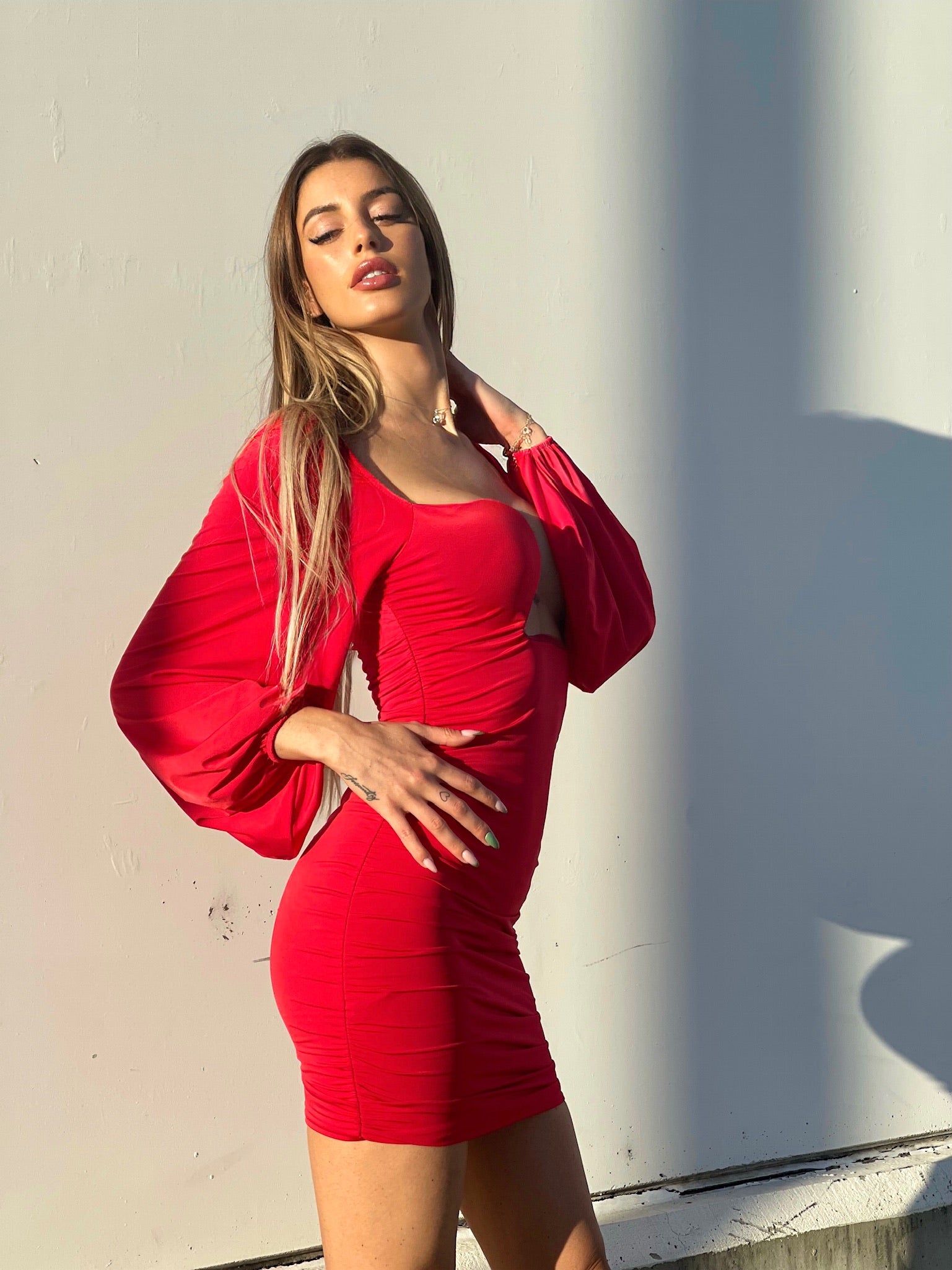 Abito sensual manica lunga rosso - R.a. Boutique 