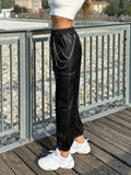 Pantalone in ecopelle con catenina nero - R.a. Boutique 