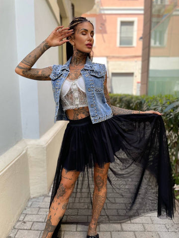 Smanicato di jeans con borchie - R.a. Boutique 