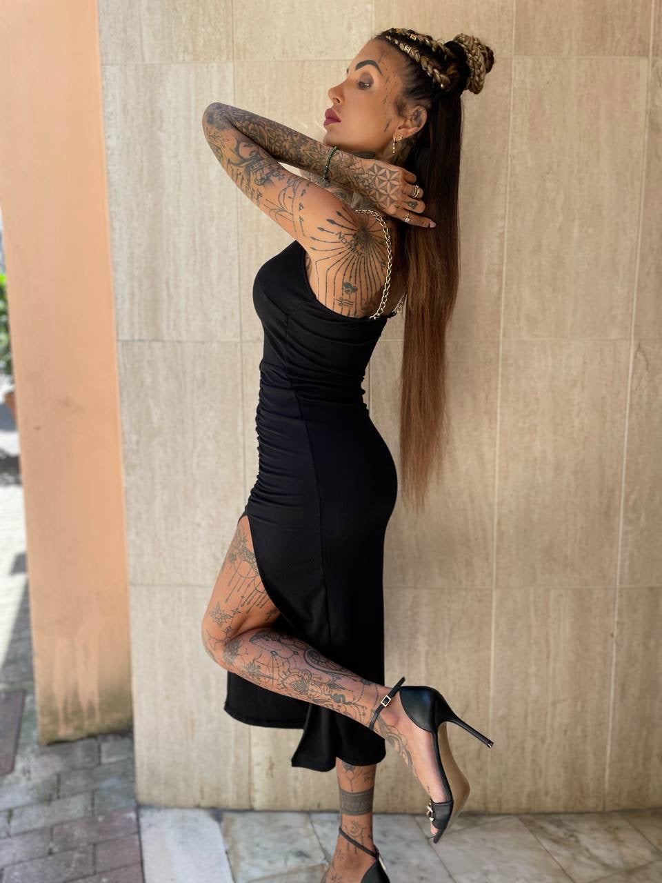 Abito midi con spalline in catena - R.a. Boutique 