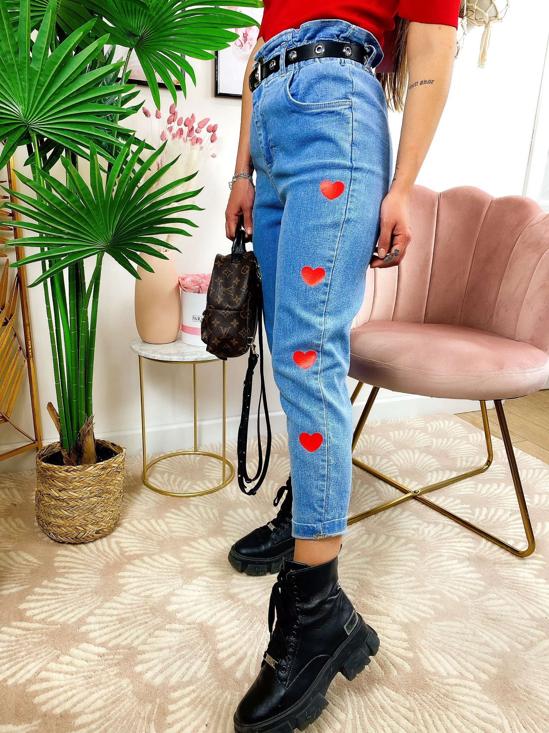 Jeans con cuori Rossi - R.a. Boutique 