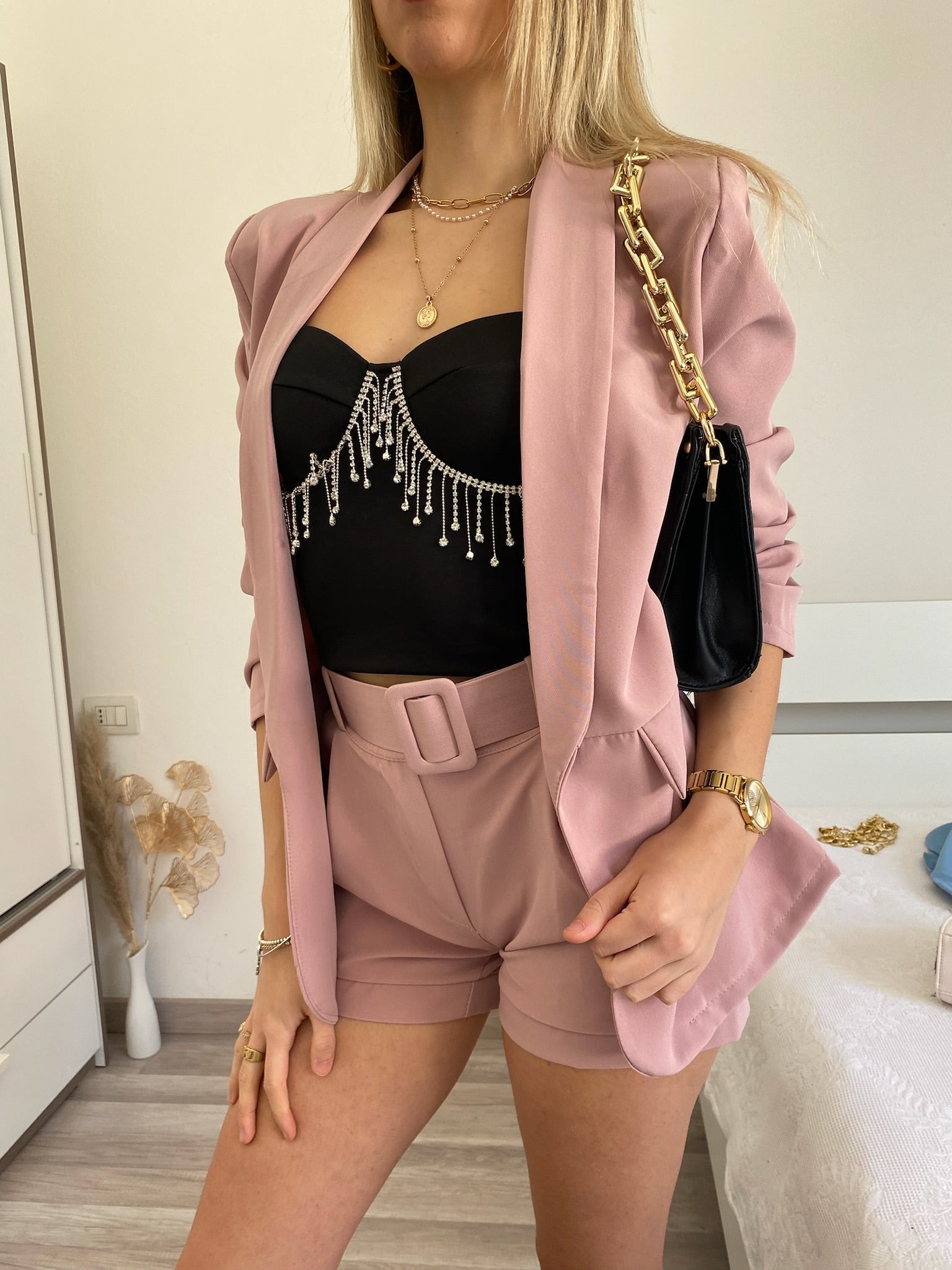 Completo giacca e Short cipria - R.a. Boutique 